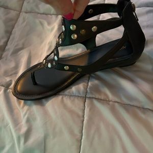 Black sandals with embellishments. Size 10 never worn